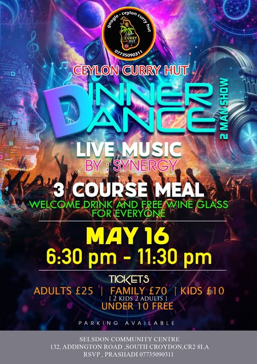 CEYLON CURRY HUT DINNER DANCE - MAY 16 - 6:30 pm - 11:30 pm (UK Event)